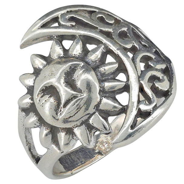 Moon Sun Filigree Sterling Silver Ring