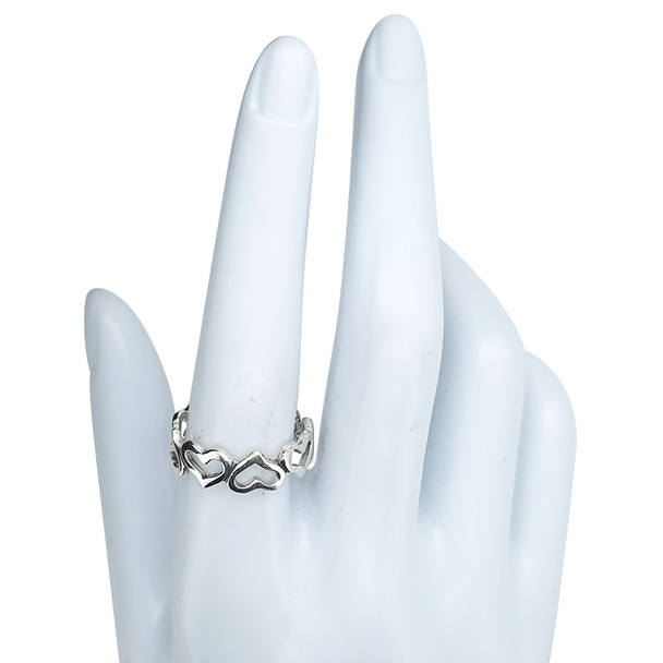 Sterling Silver Hearts Ring
