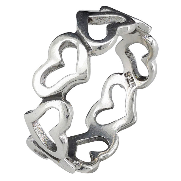 Sterling Silver Hearts Ring