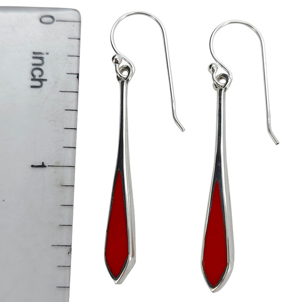 Coral Sterling Silver Hook Dangle Earrings