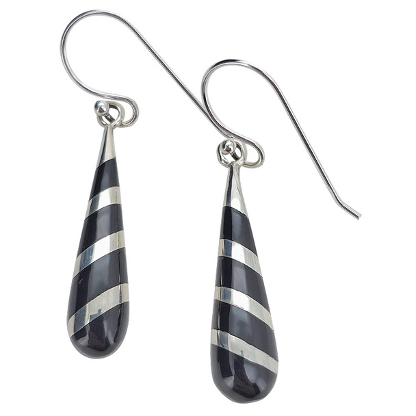 Black Onyx Hook Dangle Earrings