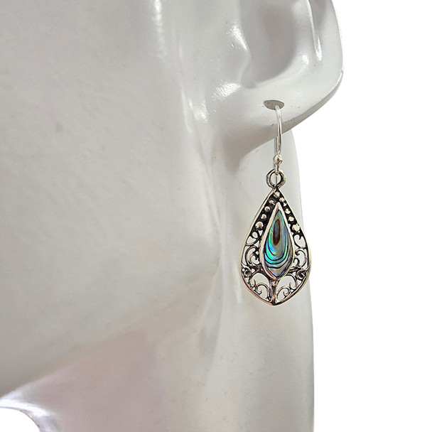 Abalone Sterling Silver Hook Earrings