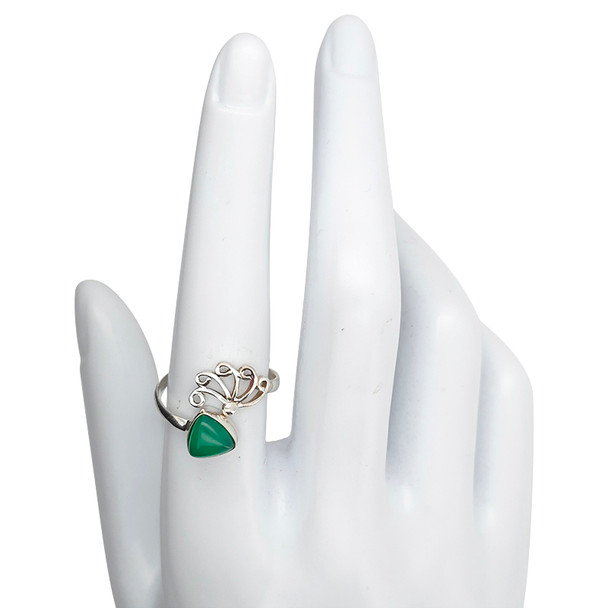 Green Onyx Sterling Silver Adjustable  Ring