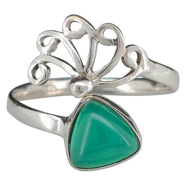 Green Onyx Sterling Silver Adjustable  Ring