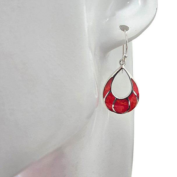 Coral Sterling Silver Dangle Earrings