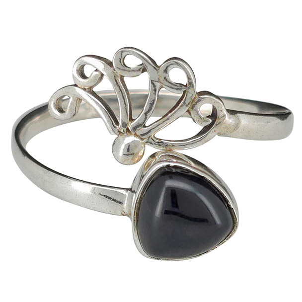 Black Onyx Sterling Silver Adjustable Ring