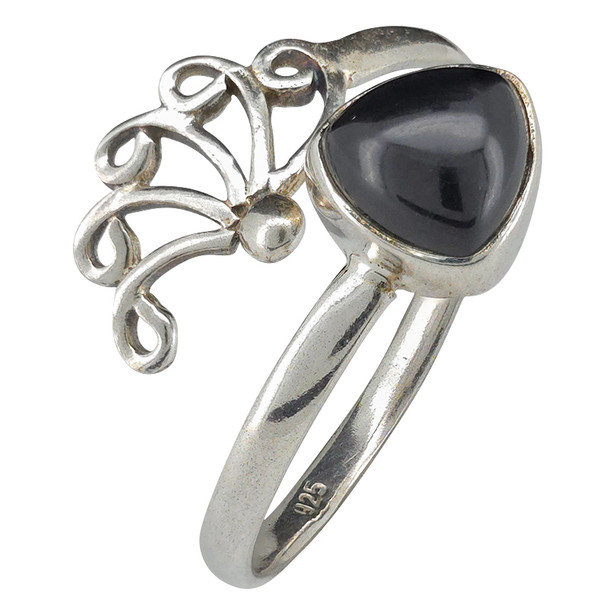 Black Onyx Sterling Silver Adjustable Ring