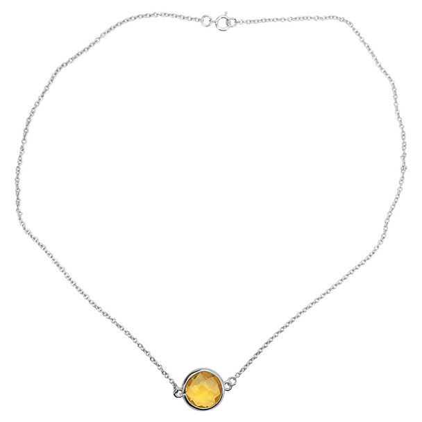 Faceted Citrine Sterling Silver Necklace