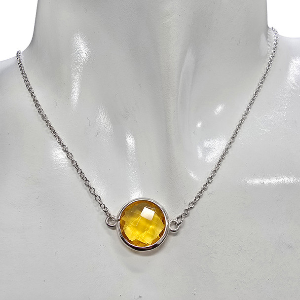 Faceted Citrine Sterling Silver Necklace
