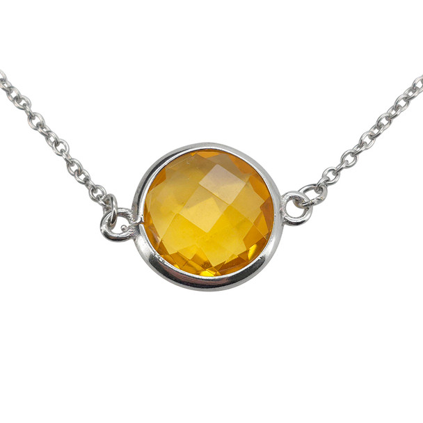 Faceted Citrine Sterling Silver Necklace