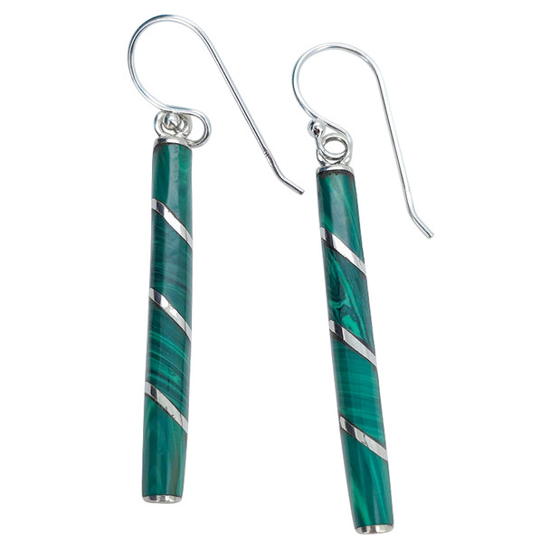 Malachite Sterling Silver Hook Earrings