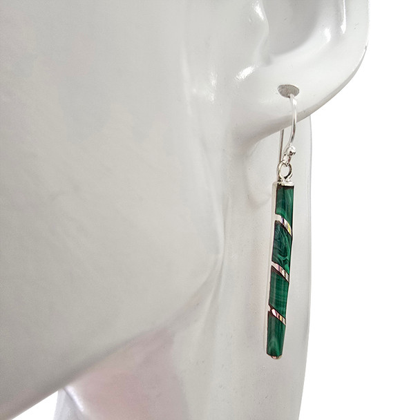 Malachite Sterling Silver Hook Earrings