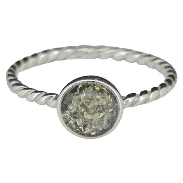 Green Amber Sterling Silver Ring