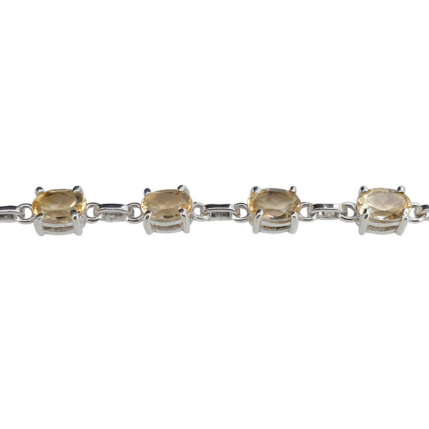 Faceted Citrine Sterling Silver Link Bracelet