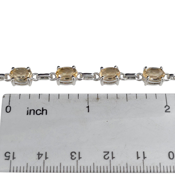 Faceted Citrine Sterling Silver Link Bracelet
