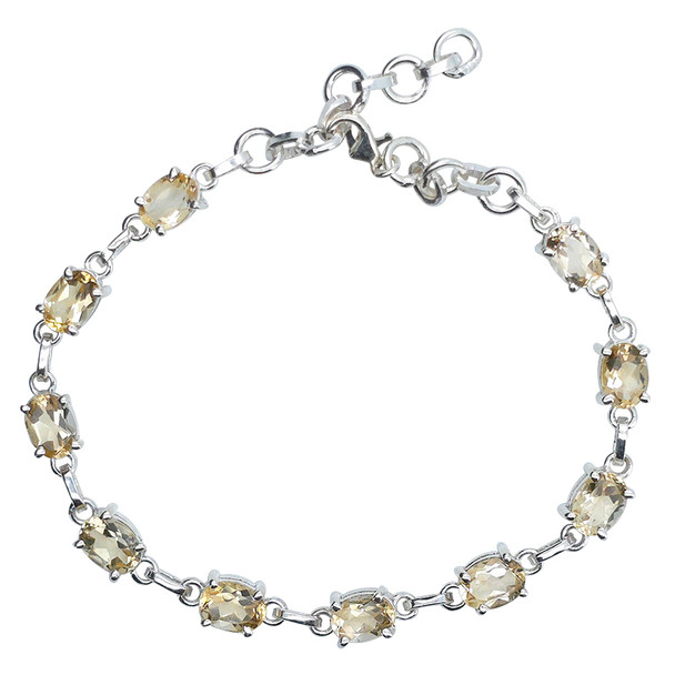 Faceted Citrine Sterling Silver Link Bracelet