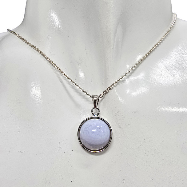 Blue Agate Sterling Silver Pendant