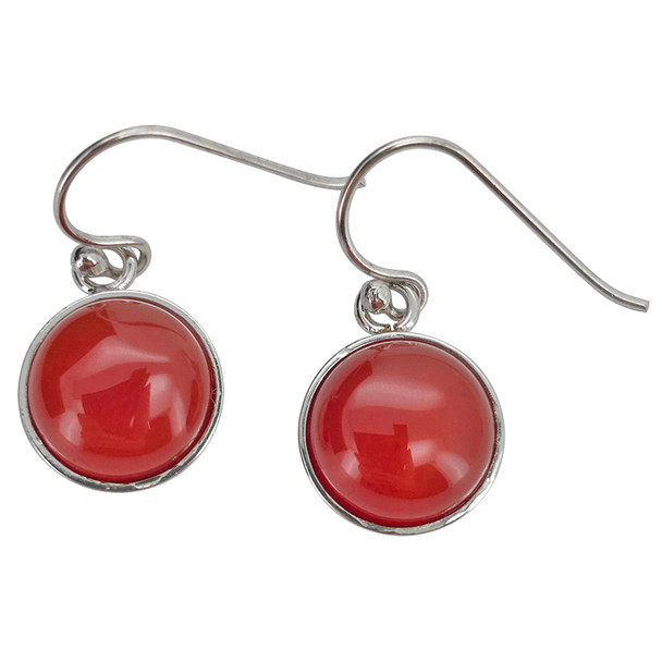 Red Onyx Sterling Silver Hook Earrings