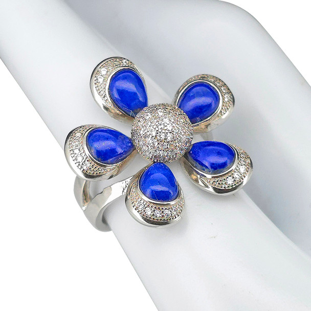 Lapis Sterling Silver Flower Ring