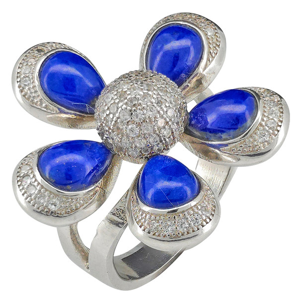 Lapis Sterling Silver Flower Ring