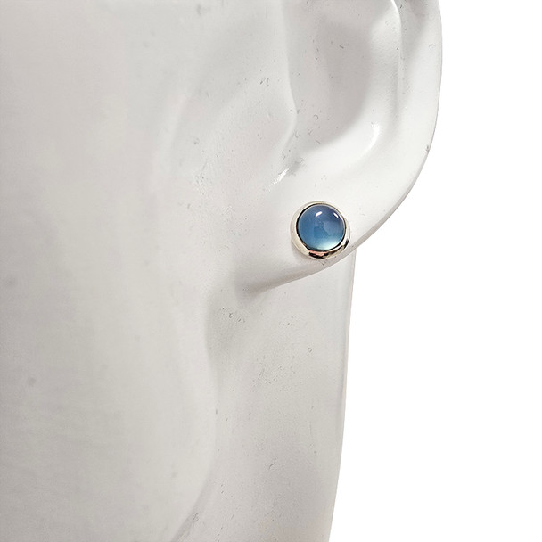 Blue Chalcedony Sterling Silver Stud Earrings