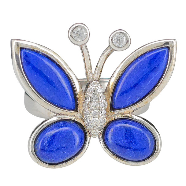 Lapis Sterling Silver Butterfly Ring