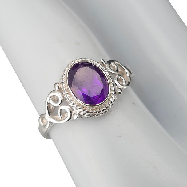 Faceted Amethyst Sterling Silver Ring