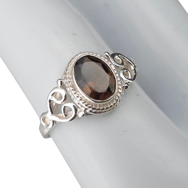 Faceted Smoky Quartz Sterling Silver Ring