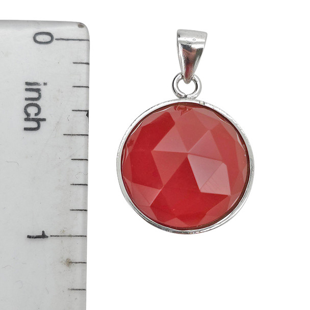 Faceted Red Onyx Sterling Silver Pendant