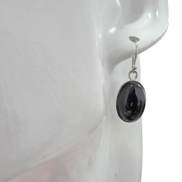 Black Agate Sterling Silver Dangle Earrings