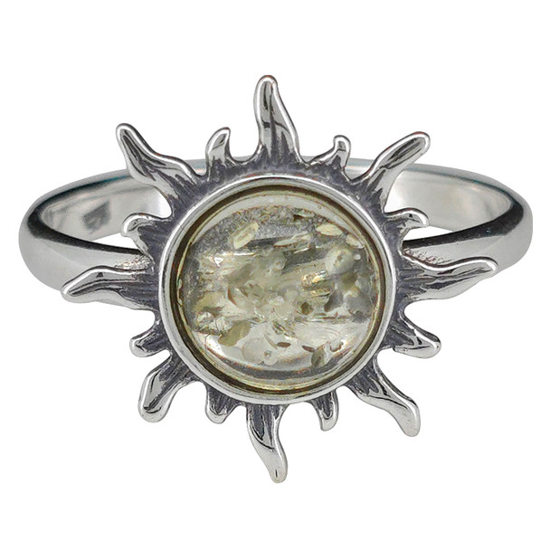 Amber Sterling Silver Sun Ring