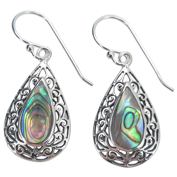 Abalone Sterling Silver Dangle Earrings