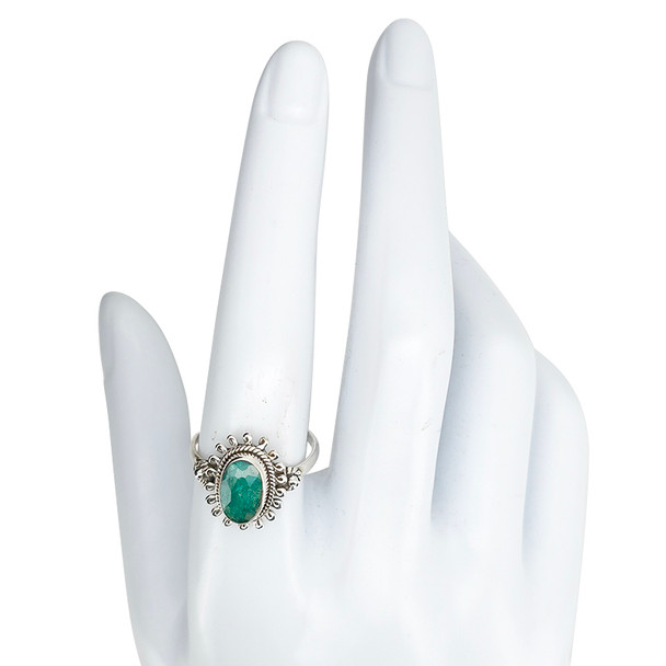 Faceted Composite Emerald Sterling Silver Ring