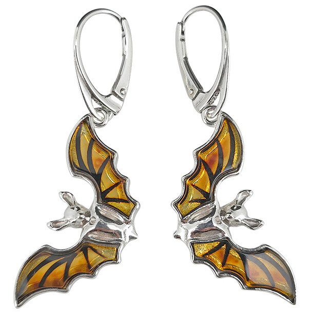 Cameo Amber Sterling Silver Bat Hook Earrings