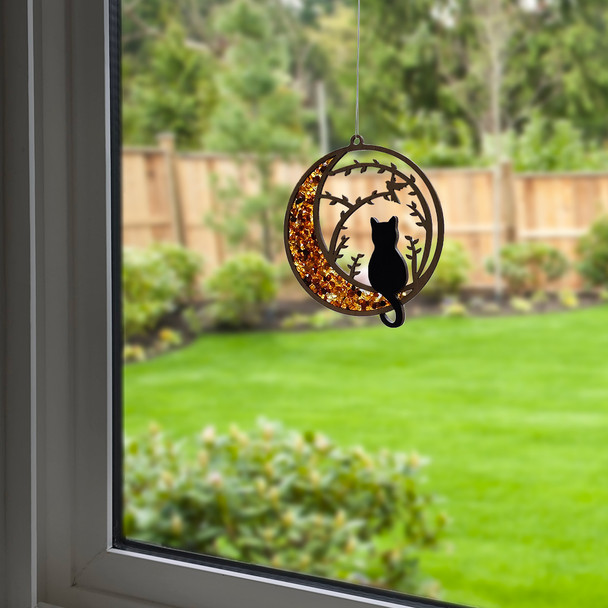 Amber Layered Black Cat Suncatcher/Magnet