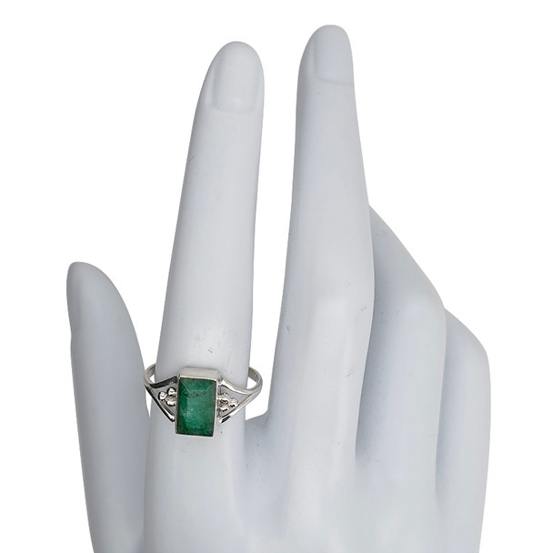Faceted Composite Emerald Sterling Silver Ring