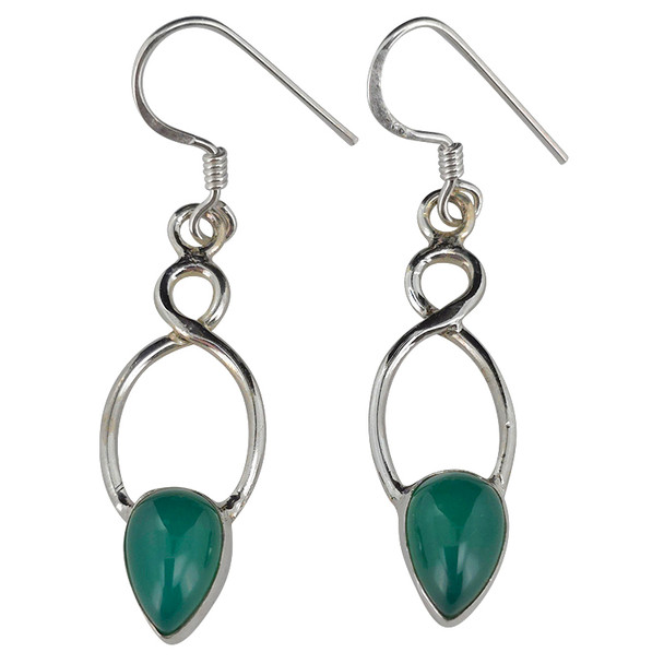 Green Onyx Sterling Silver Dangle Earrings