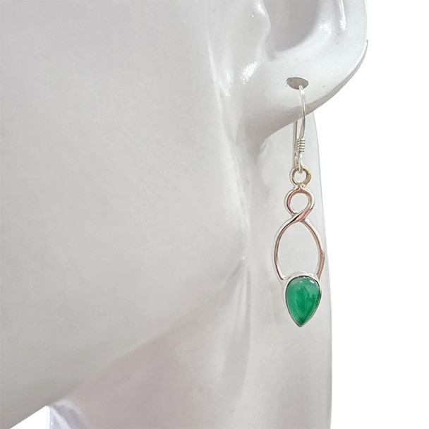 Green Onyx Sterling Silver Dangle Earrings
