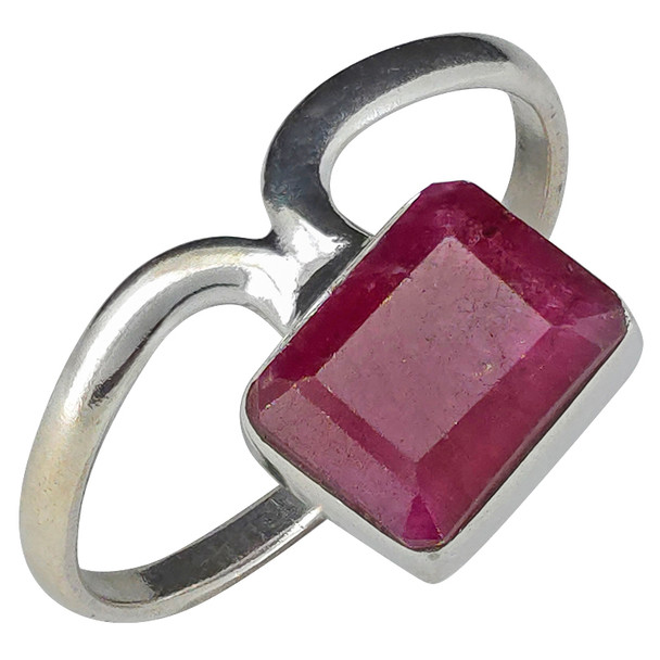 Faceted Composite Ruby Sterling Silver Ring