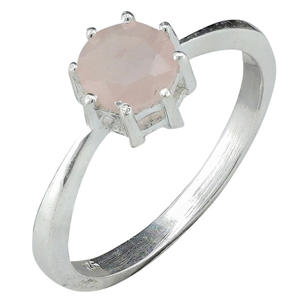 Faceted Rose Quartz Sterling Silver Ring