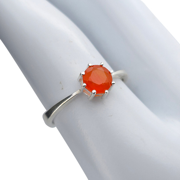 Faceted Red Onyx Sterling Silver Ring
