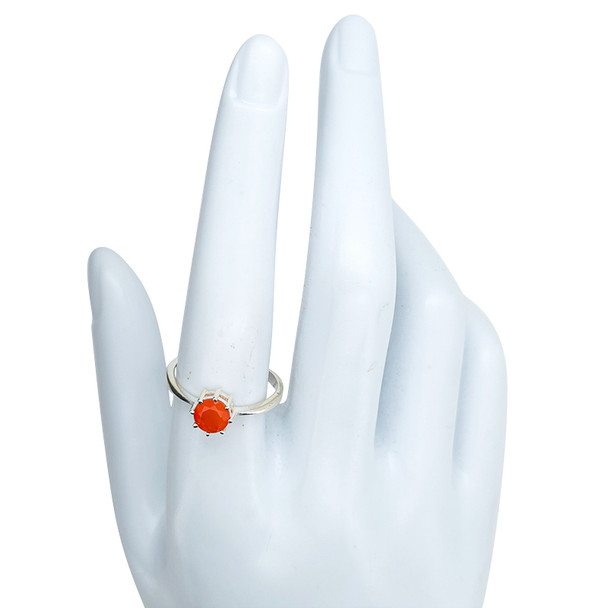 Faceted Red Onyx Sterling Silver Ring