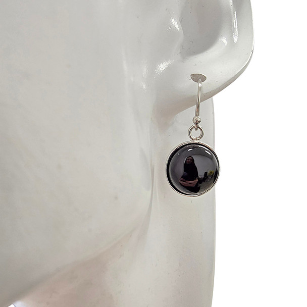 Black Agate Sterling Silver Dangle Earrings
