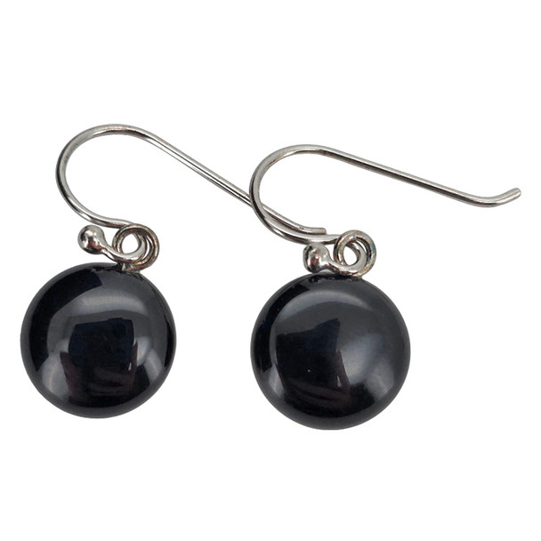 Black Agate Sterling Silver Hook Earrings