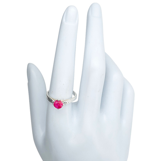 Faceted Composite Ruby Sterling Silver Ring