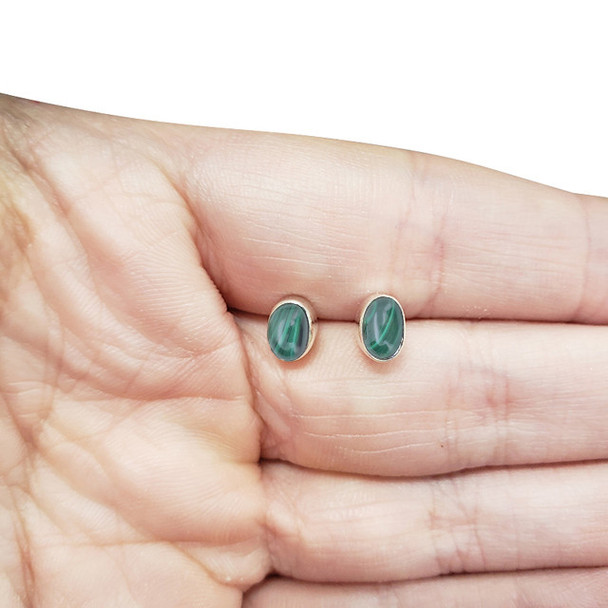 Malachite Sterling Silver Stud Earrings