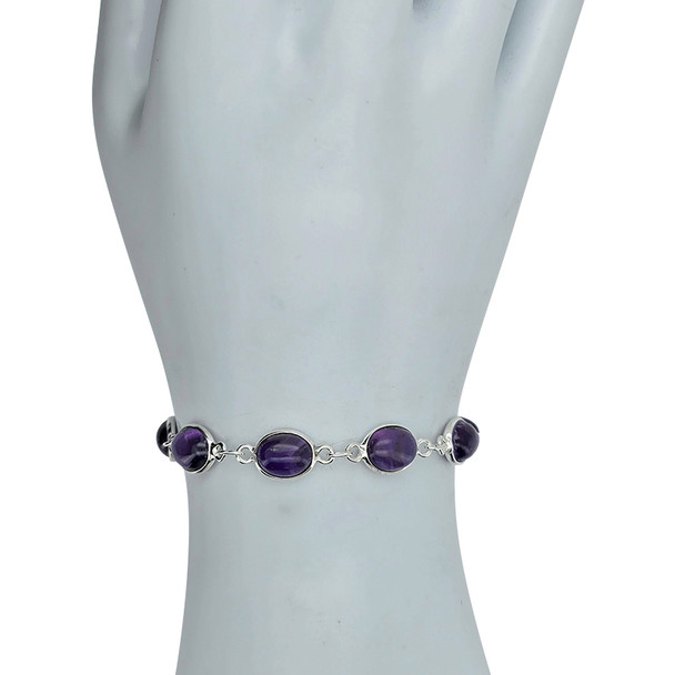 Amethyst Sterling Silver Link Bracelet