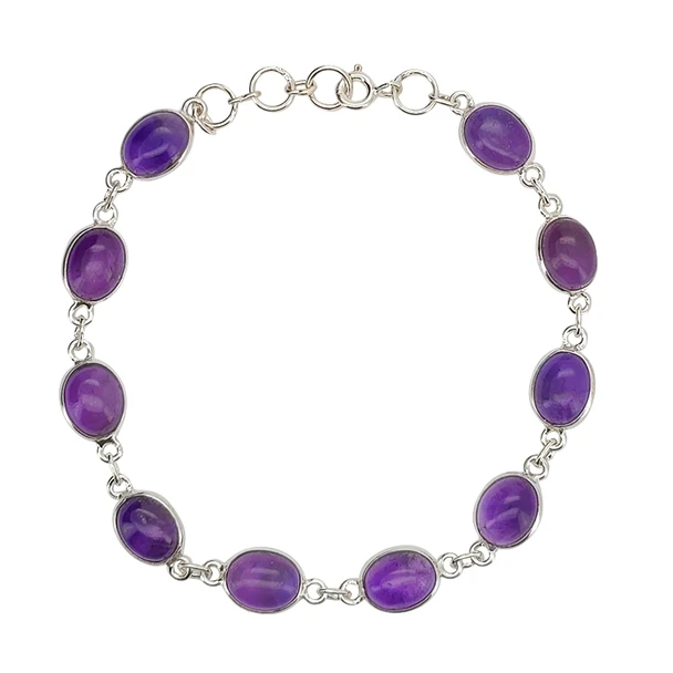 Amethyst Sterling Silver Link Bracelet