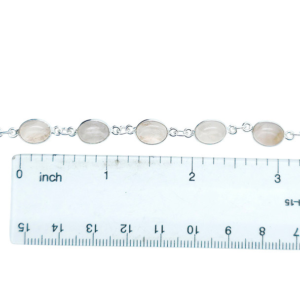 Rose Quartz Sterling Silver Link Bracelet