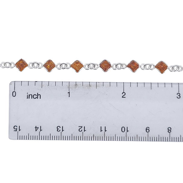 Cognac Amber Sterling Silver Link Bracelet